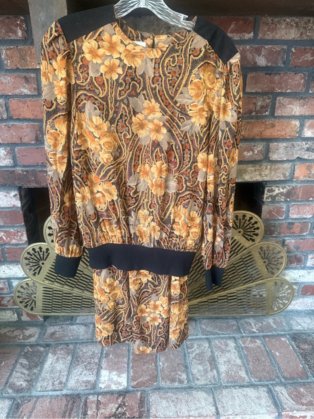 Vintage 1980s In Group Ltd Floral Paisley Drop Waist Dress USA Size 6 EUC